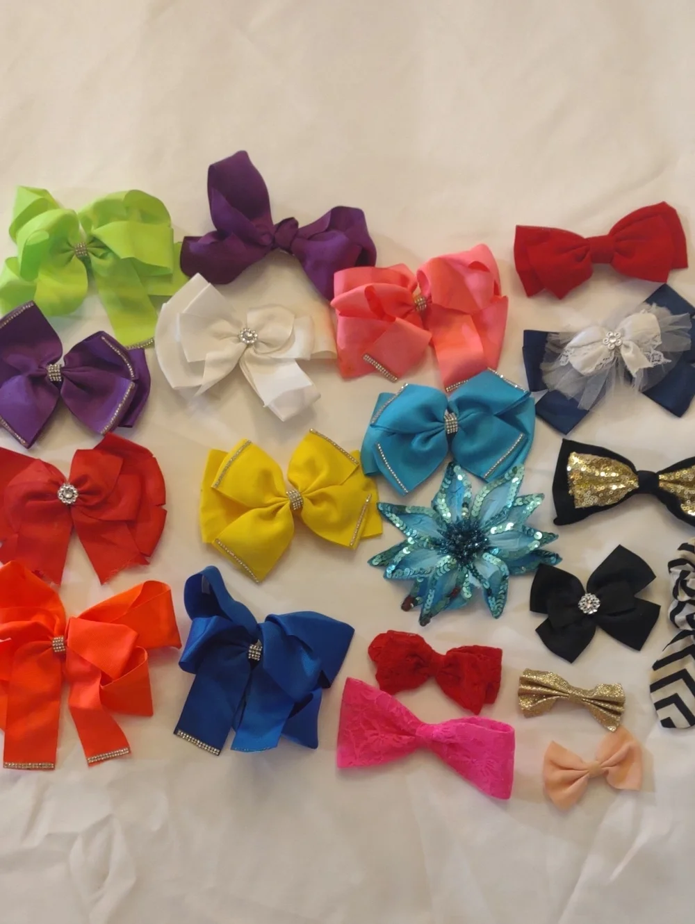 Assorted Colorful Hair Bows Pack - Multi Colors & Sizes
